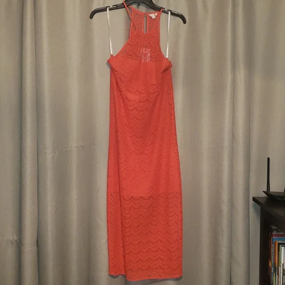 G by Guess | Dresses | G By Guess Small Lace Dress Hot Coral Sleeveless  Orange New | Poshmark